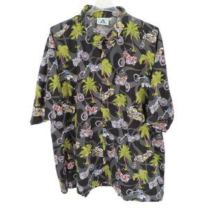 HWY 1 Mens 4XL Hawaiian Shirt Motorcycle Palm Tree Shirt Top SEE MEASUREMENTS